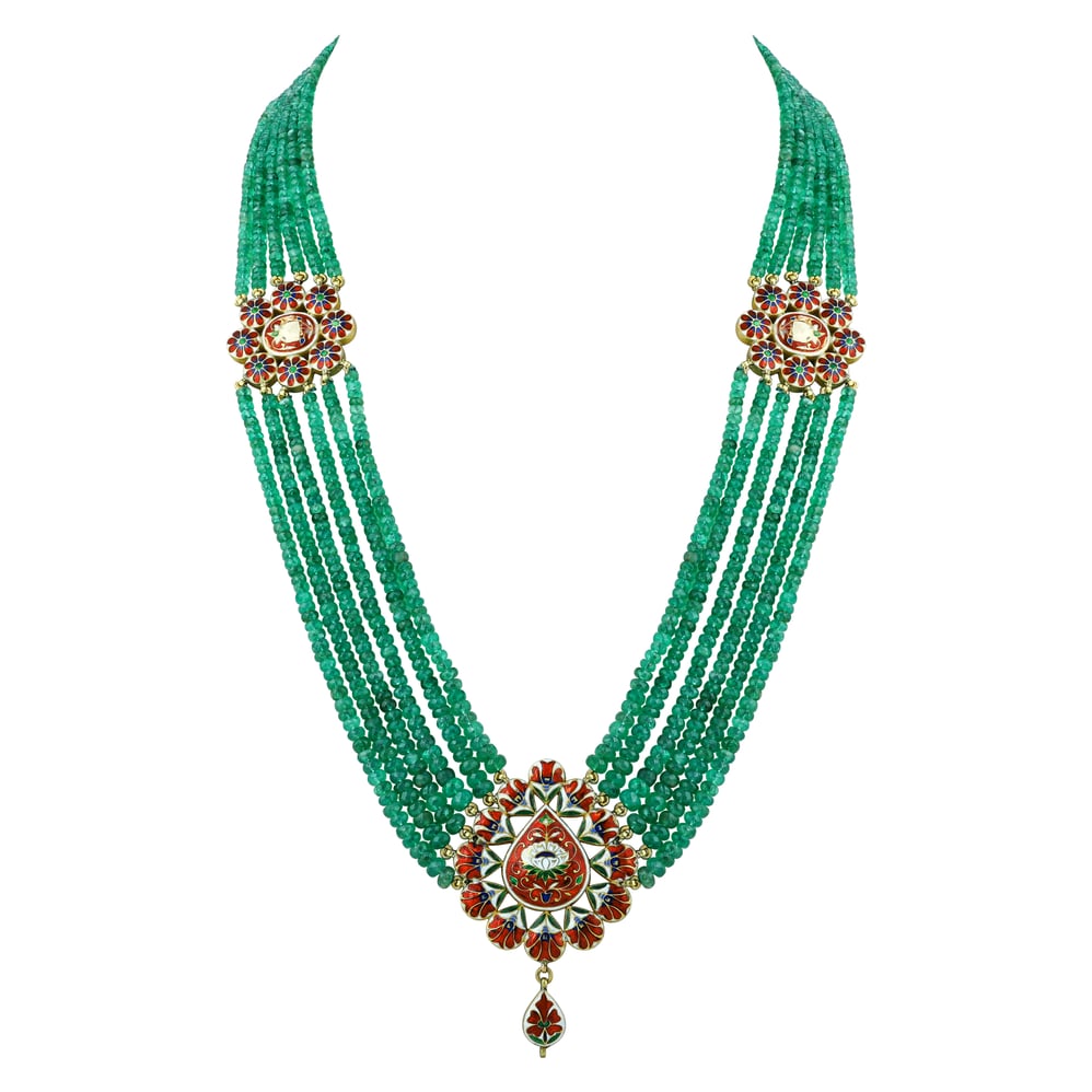 Multi-Strand Emerald Necklace with Polkis